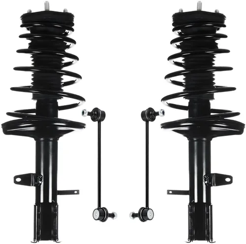 Miniatura 75 de Detroit Axle - Kit de 4 barras estabilizadoras delanteras para Ford F-150 2021 2022 2023 2024, 2 puntales con resorte helicoidal, 2 eslabones