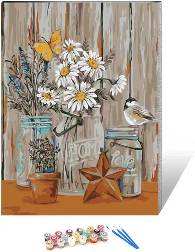 HIVIEW Pintura por números para adultos, lienzo DIY pintura al óleo para adultos, niños y principiantes, fácil acrílico sobre lienzo de 9 x 12