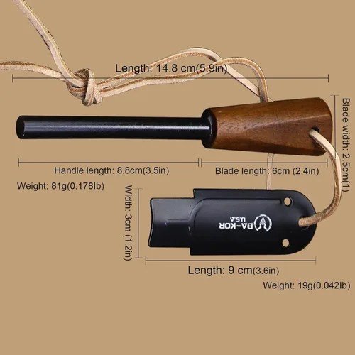 Miniatura 8 de BA-KOR Cuchillo para exteriores de estilo japonés de espiga completa de 15.8 pulgadas – acero DC53 de 8mm, mango y funda de fibra de nailon
