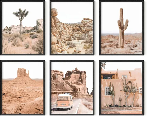 Miniatura 20 de HAUS AND HUES Arte de pared de suculentas del desierto, juego de 6 impresiones de cactus botánicos, decoración artística de cactus y naturaleza
