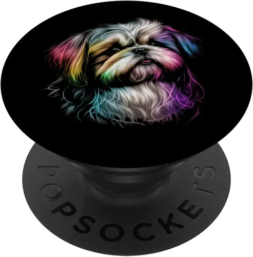 Divertido Shih Tzu Amante de Perros Colorido Perro Mamá Papá Hombres Mujeres Niños PopSockets intercambiables PopGrip
