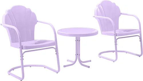 Miniatura 9 de Crosley Furniture Tulip - Juego de sillas y mesa auxiliar de 3 piezas para exteriores, juego de conversación de metal retro, color blanco