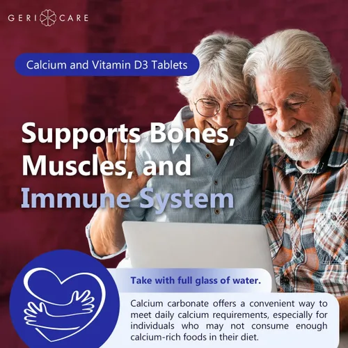 Miniatura 5 de GeriCare Calcio 600mg - Vitamina D 10mcg Tabletas - Salud ósea - Suplemento nutricional, 60 unidades (paquete de 1)