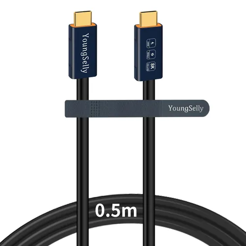 Cable USB C macho a macho de 1.64 pies, compatible con Thunderbolt 4/3, USB4/3, soporta carga rápida de 240 W (48 V/5 A máximo), transferencia de