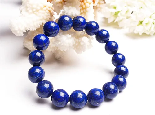 Miniatura 2 de Piedra-Beads Pulsera de cuentas redondas de 0.472 in con lapislázuli, color azul natural