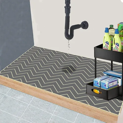 Tapete para debajo del fregadero, 24 x 36 pulgadas, tapetes premium duraderos e impermeables para proteger gabinetes de cocina y baño, forro de Negro