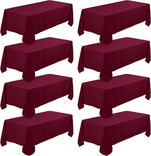 Miniatura 13 de Fivenl - Juego de 8 manteles negros de 60 x 84 pulgadas, manteles de mesa rectangular de 4 pies al por mayor, fundas de mesa de poliéster lavable