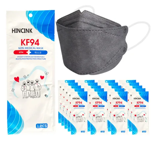 Miniatura 23 de [Paquete de 30] Mascarillas Kf94 negras [empaquetadas individualmente], unisex, máscara de 4 capas, estilo triple plegable para adultos y mayores