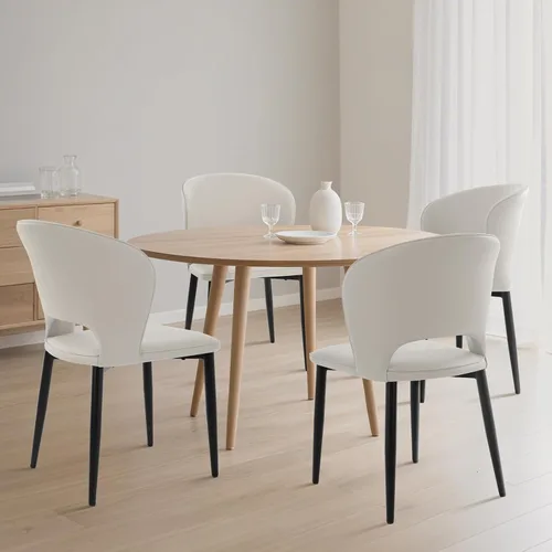 Miniatura 14 de Lamberia Juego de 2 sillas de comedor modernas para cocina y comedor con asiento acolchado de cuero sintético y patas de metal, color negro, juego