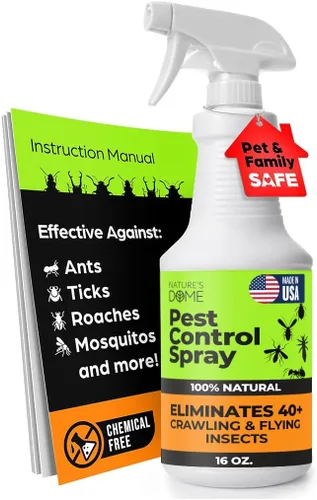 Nature's Dome Spray de control de plagas de 16 onzas | 100% natural mata hormigas y insectos para uso en interiores y exteriores | Spray ecológico