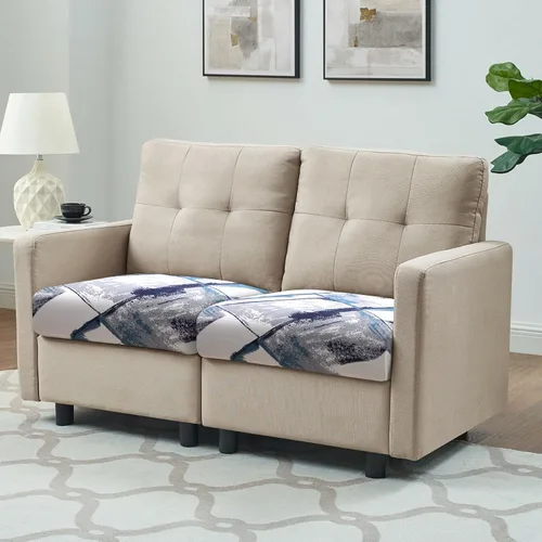 Miniatura 9 de Fuloon Fundas de Cojines para Sofá, Fundas de Cojines de Asiento Elásticas Estampadas, Fundas Protectoras Lavables para Muebles, para Sillón, Azul