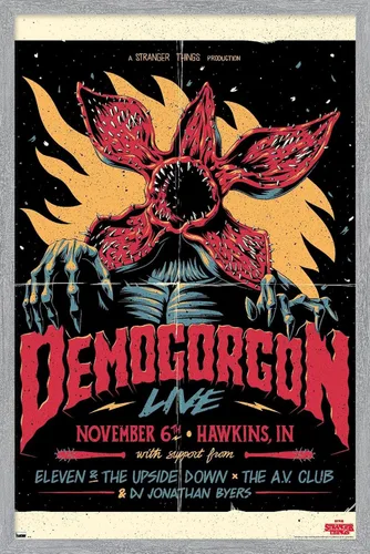 Miniatura 16 de Netflix Stranger Things - Póster de pared en vivo Demogorgon, 22.4 pulgadas de largo x 14.7 pulgadas de ancho, versión enmarcada de madera de granero