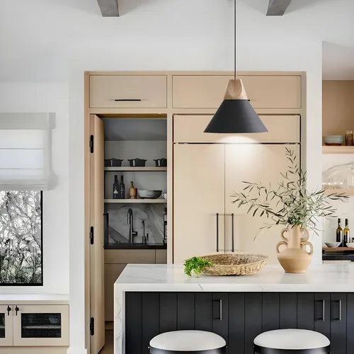 Miniatura 6 de Lámpara colgante, lámpara colgante de techo de madera maciza, moderna iluminación colgante negra mate para cocina, isla, comedor, cafetería, bar