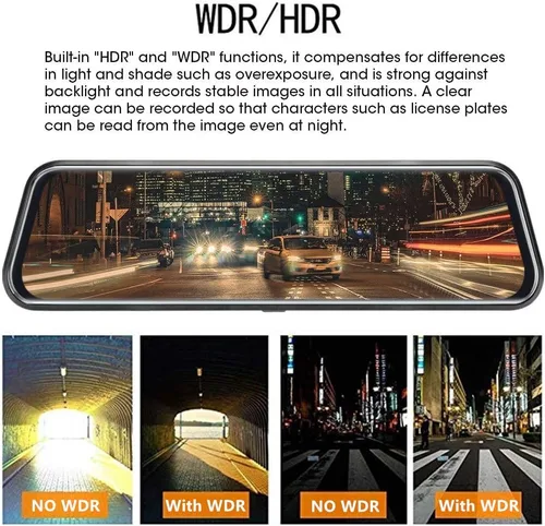 Miniatura 7 de Espejo retrovisor mejorado de 10 pulgadas, cámara de salpicadero frontal y trasera, cámara de respaldo de 1080P, pantalla táctil completa