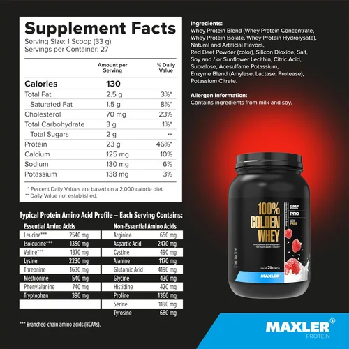 Miniatura 6 de Maxler 100% proteína de suero de leche dorada – 0.88 oz de proteína de suero de alta calidad en polvo por porción – Pre, post e intra entrenamiento
