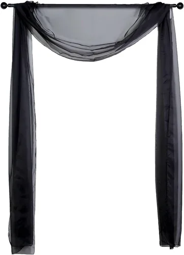 Miniatura 4 de Efavormart - Cortina de organza transparente negra de 18 pies, cenefa gótica moderna para telón de fondo de moda, escenario industrial y decoración