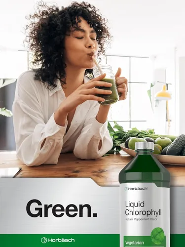 Miniatura 7 de Horbäach Clorofila líquida 100 mg 32 onzas líquidas (2 botellas de 16 onzas líquidas) Gotas naturales con sabor a menta Fórmula