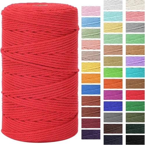 Miniatura 29 de Cordón de macramé de 0.118 in x 328 yardas Cuerda de macramé 100% algodón natural Cuerda de algodón trenzado de 4 hebras para manualidades, Gris