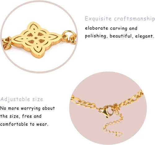 Miniatura 46 de Pulsera de nudo de bruja, nudo celta, símbolo de Wicca pagana, nudo mágico, pulsera de joyería de brujería, pulsera de acero inoxidable ajustable
