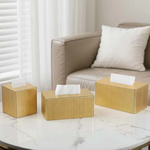Miniatura 5 de Funda de Caja de Paños de Cuero PU Cuadrada, Soporte de Caja de Paños Rectangular con Cierre Magnético, Soporte de Paños Decorativo para Baño Dorado