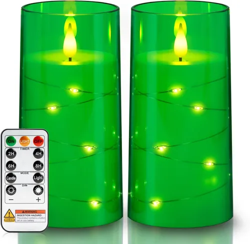 Miniatura 16 de Homemory Velas sin llama con luces de hadas de cadena de estrellas incrustadas, velas que funcionan con pilas, velas LED, velas falsas con control