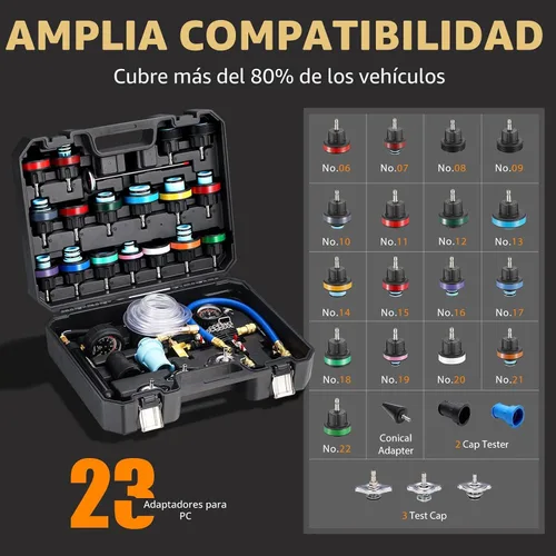 Miniatura 2 de FOUR UNCLES Probador de presión de radiador y refrigerante y kit de recarga al vacío - Probador de fugas y rellenador del sistema de refrigeración
