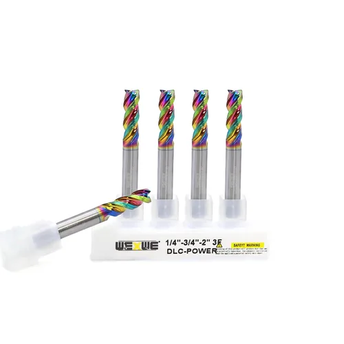 Miniatura 13 de Fresas WEXWE Tools Serie DLC de carburo con extremo cuadrado, revestimiento tipo diamante, fresa para aluminio, cobre, aleaciones de magnesio