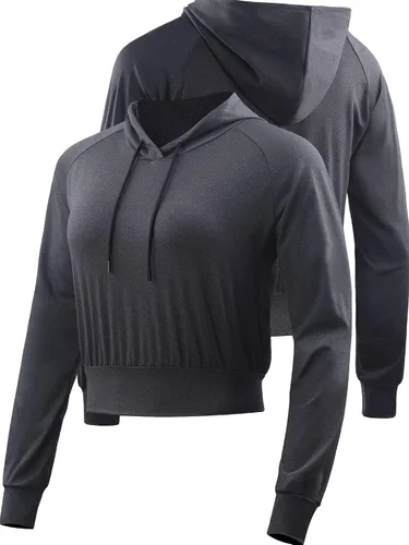 Miniatura 3 de CADMUS Sudadera corta casual de manga larga para mujer sudadera con capucha para correr paquete de 1 o 2