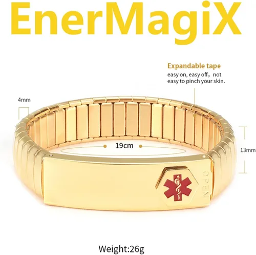 Miniatura 5 de Pulsera de alerta médica para hombres y mujeres, pulsera de identificación médica ajustable ajustable de acero inoxidable para diabetes, alergias