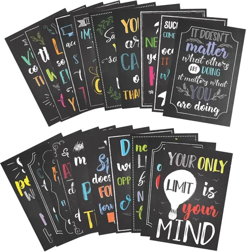 Miniatura 4 de Juvale Paquete de 20 carteles motivacionales de 13 x 19 pulgadas para el aula, decoración de pared estilo pizarra, decoración de aula, decoración