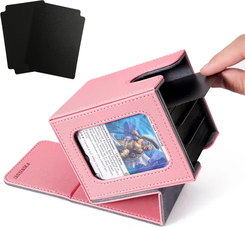 Miniatura 21 de Venssu MTG Caja de Mazos para Exhibición Commander, Caja de Mazos de Cartas que Cabe 100 Cartas con Doble Funda, Caja de Almacenamiento de Cartas