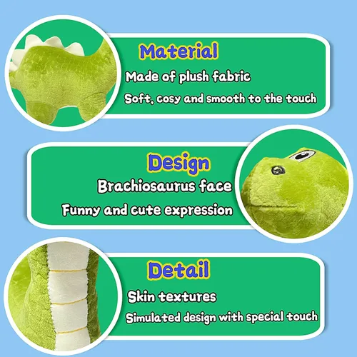 Miniatura 3 de Juguetes de peluche de braquiosaurio azul de 12 pulgadas para niños y bebés, lindos animales de peluche de dinosaurio para niños y niñas, peluches