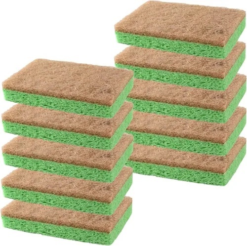 Miniatura 8 de SCRUBIT Esponjas naturales – Paquete de 10 esponjas naturales biodegradables compostables de celulosa y coco para platos, esponja de cocina