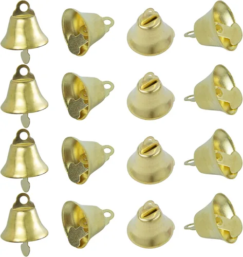 Miniatura 9 de Framendino, Paquete de 200 mini cascabeles de bronce vintage para manualidades, 0.630 in, pequeña campanilla de la libertad para árbol de Navidad