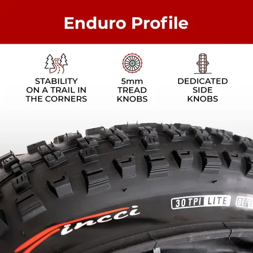 Miniatura 3 de Fincci Neumático plegable de bicicleta de montaña de 27,5 x 2,35 60-584 30 TPI para bicicleta híbrida Enduro MTB