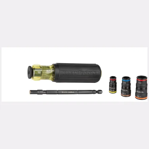Miniatura 10 de Klein Tools 32910 Destornillador de Impacto, Juego de Dados de Impacto SAE 7 en 1 con Mango, Dado Giratorio con Tamaños de Destornillador de Tuerca