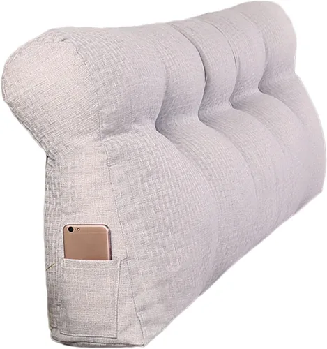 Miniatura 11 de Cojín triangular grande para cabecero de lectura, almohada para reposo en cama, respaldo triangular, respaldo de forro polar, soporte de Café