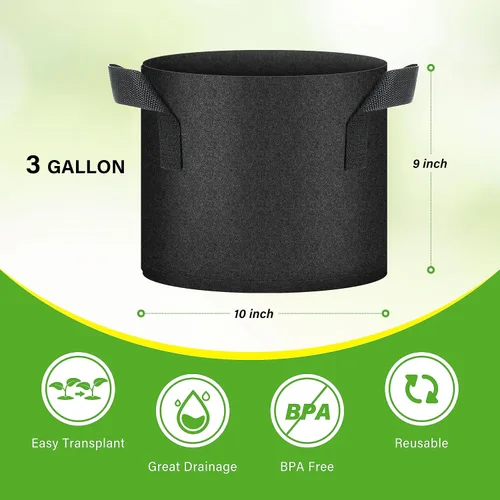 Miniatura 2 de HealSmart Paquete de 10 bolsas de cultivo de plantas de 3 galones, macetas plantadoras de tomate con asas, tela no tejida de aireación, maceta