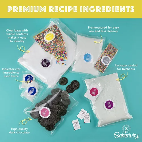 Miniatura 6 de Baketivity Juego de pastel de cumpleaños y decoración para niñas y niños. La caja incluye todos los ingredientes premedidos, velas de cumpleaños