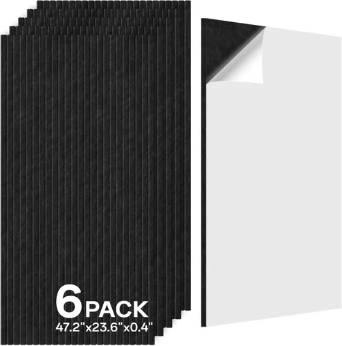 Miniatura 15 de Paquete de 6 paneles acústicos, 47.2 x 23.6 x 0.4 pulgadas, paneles de pared autoadhesivos insonorizados para oficina, estudio en casa, sala de Negro