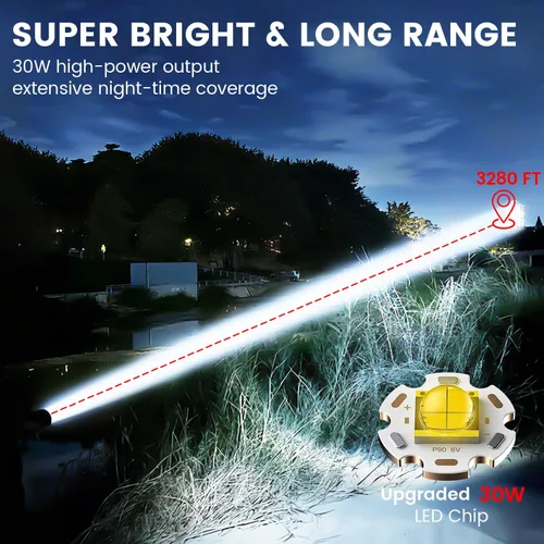 Miniatura 2 de VASTFIRE Linternas recargables de alto lumen, linterna LED súper brillante de 30 W con pantalla LCD, haz de 3937 pies y 12 horas de larga duración
