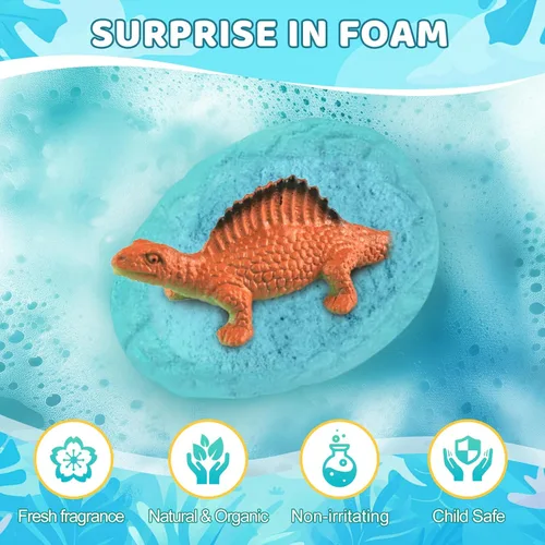 Miniatura 2 de Bombas de baño de dinosaurio para niños con juguetes en el interior, suaves y seguras, para niños de 3, 4, 5, 6, 7, 8, 9 años, regalo ideal