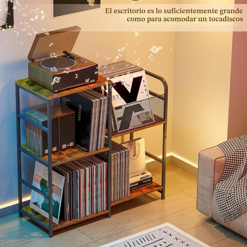 Miniatura 6 de ThreeHio Soporte para tocadiscos, soporte para tocadiscos con almacenamiento de vinilo con capacidad para hasta 300 álbumes, armario