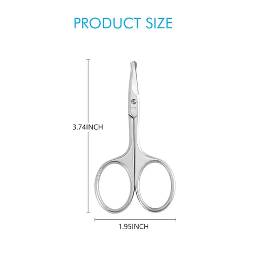 Miniatura 2 de LIVINGO Tijeras de pelo nasal curvadas y redondeadas de 3.75", de acero inoxidable premium con seguridad, hojas pequeñas para manicura, cutícula