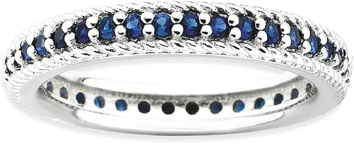 Miniatura 10 de 925 Sterling Silver Created Sapphire Eternity Band Ring Stone Birthstone September Gemstone Stackable Fine Jewelry For Women Gifts For Her