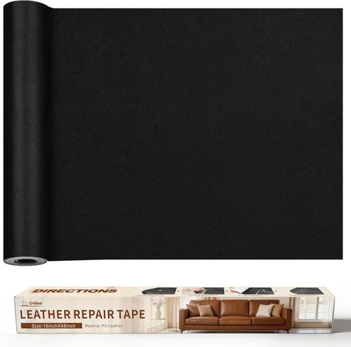 Miniatura 11 de Cinta de reparación de piel de 3 x 60 pulgadas, parche autoadhesivo de reparación de piel para sofás, muebles, asiento del conductor (color negro)