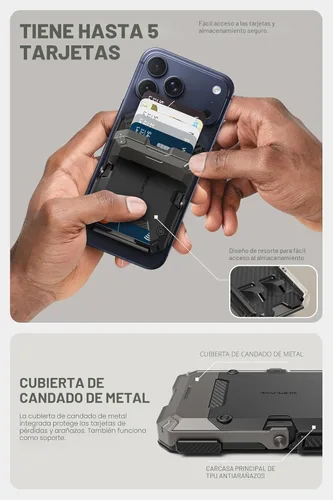 Miniatura 4 de SUPCASE para cartera MagSafe con soporte, cartera magnética para hombres, [contiene 5 tarjetas] [soporte ajustable] [bloqueo RFID] soporte para Negro