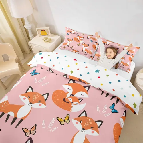 Miniatura 16 de Erosebridal Juego de funda de edredón de animales del bosque, tamaño individual, oso marrón, para niños y niñas, para dormitorio, funda de edredón