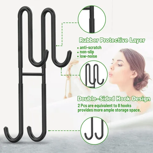 Miniatura 4 de Cerbonny Ganchos para puerta de ducha, paquete de 2 ganchos dobles para toallas de baño, puerta de ducha de vidrio sin marco, colgador de baño