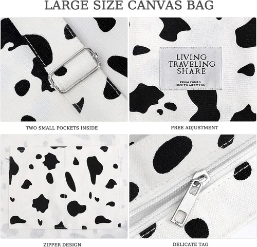 Miniatura 4 de Bolsos de hombro de lona para la escuela, estilo hobo universitario, bolsos de mano para estudiantes, bolsos casuales de compras, trabajo, bolsa